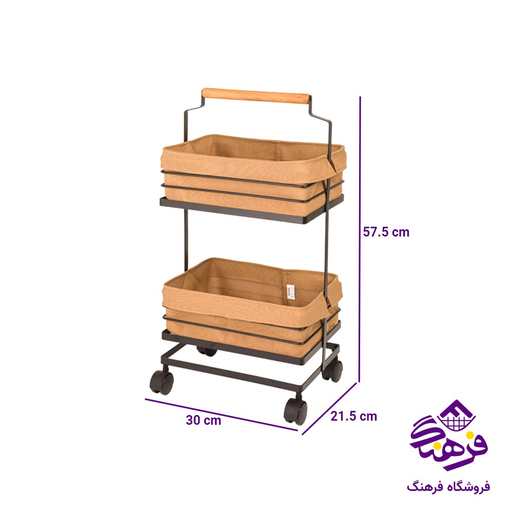 جا پیازی فلزی دسته چوبی 2طبقه لیمون