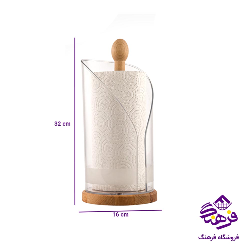 جا دستمال رول چوبی لیمون