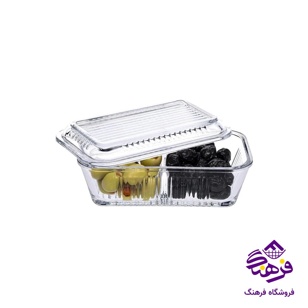 کره خوری شیشه ای 2 خانه لیمون مدل شیاردار 