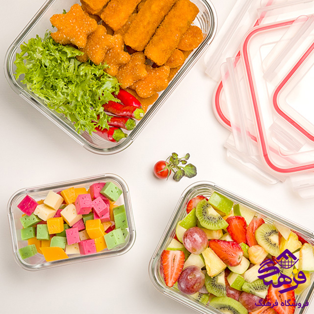 ست ظرف شیشه ای مستطیل لیمون