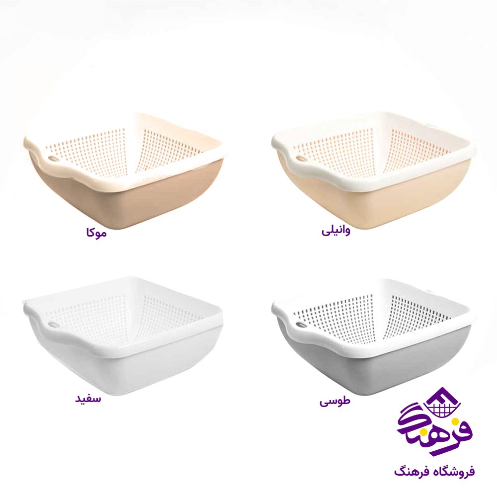 ست کاسه و ابکش لیمون مدل چهارگوش (3 عددی)