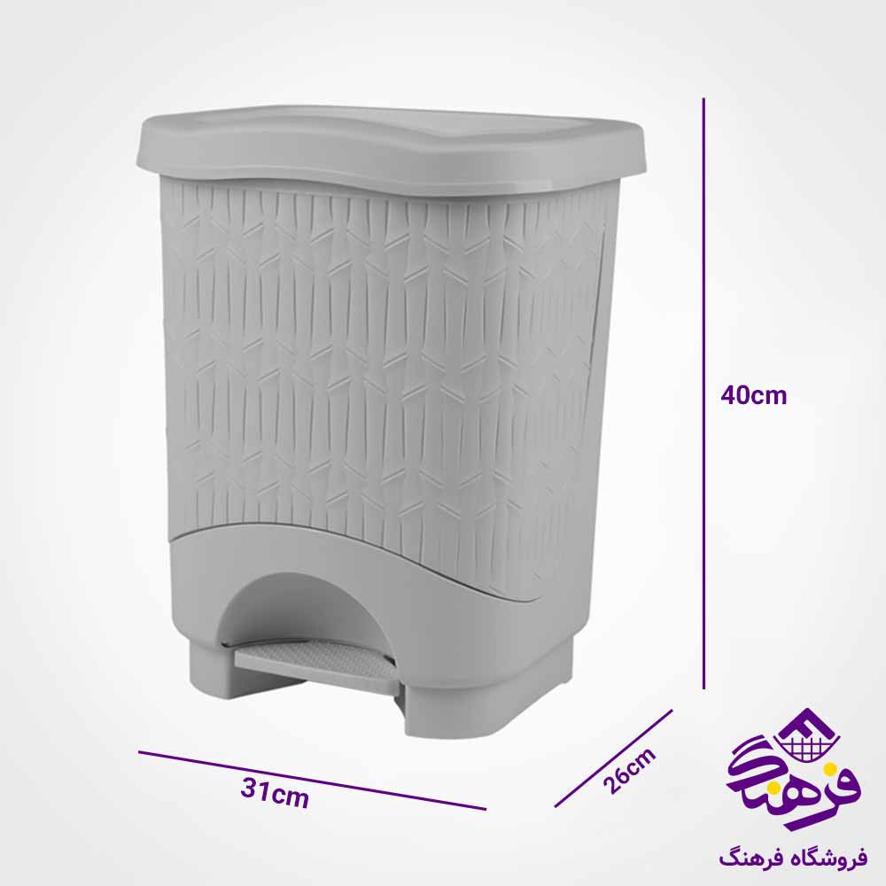 سطل زباله پدالی لیمون مدل بامبو چهارگوش بزرگ