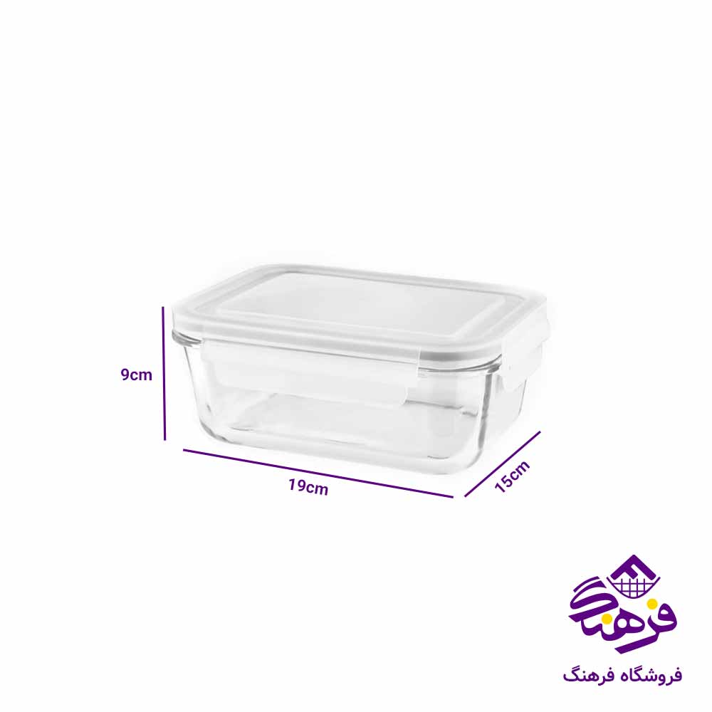 ظرف شیشه ای لیمون مدل مستطیل 850 میلی لیتر