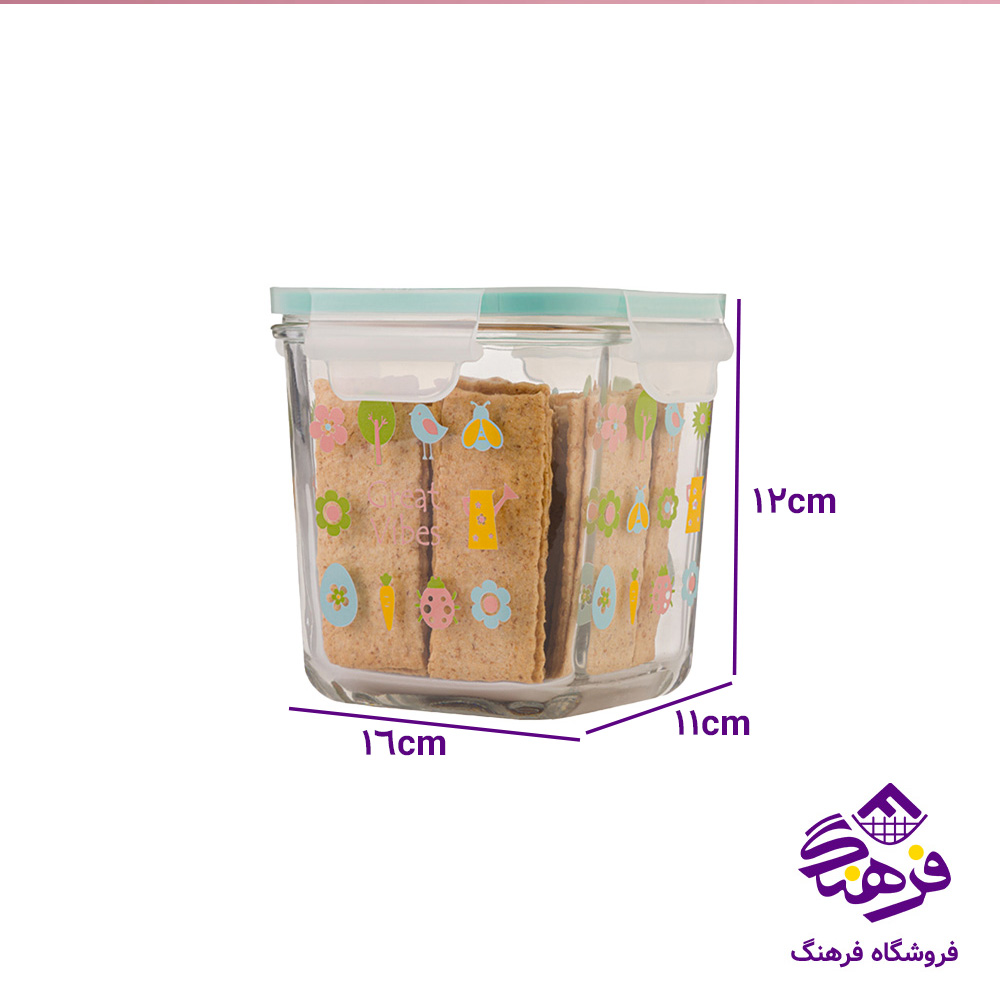 ظرف شیشه ای لیمون 920مستطیل چاپدار