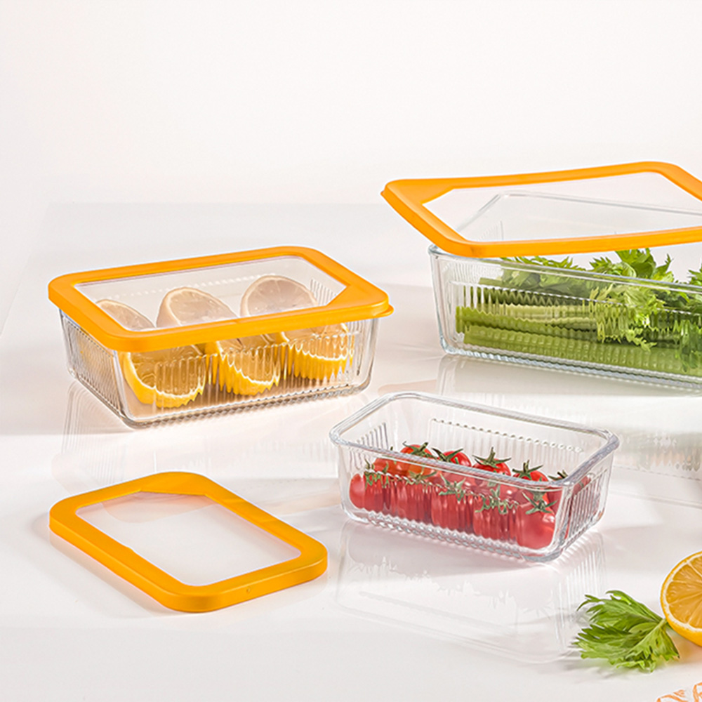 ظرف شیشه ای لیمون شیاردار 450 دربدار