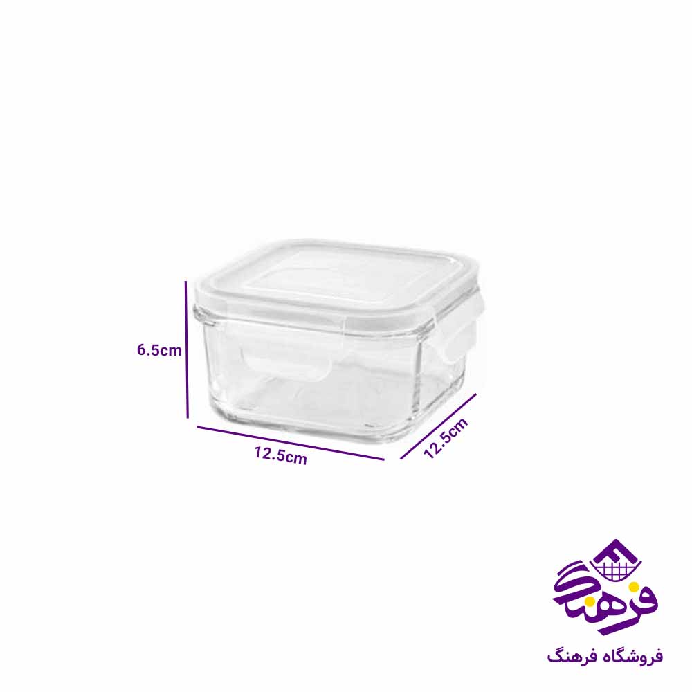 ظرف شیشه ای لیمون مدل مربع 440 میلی لیتر