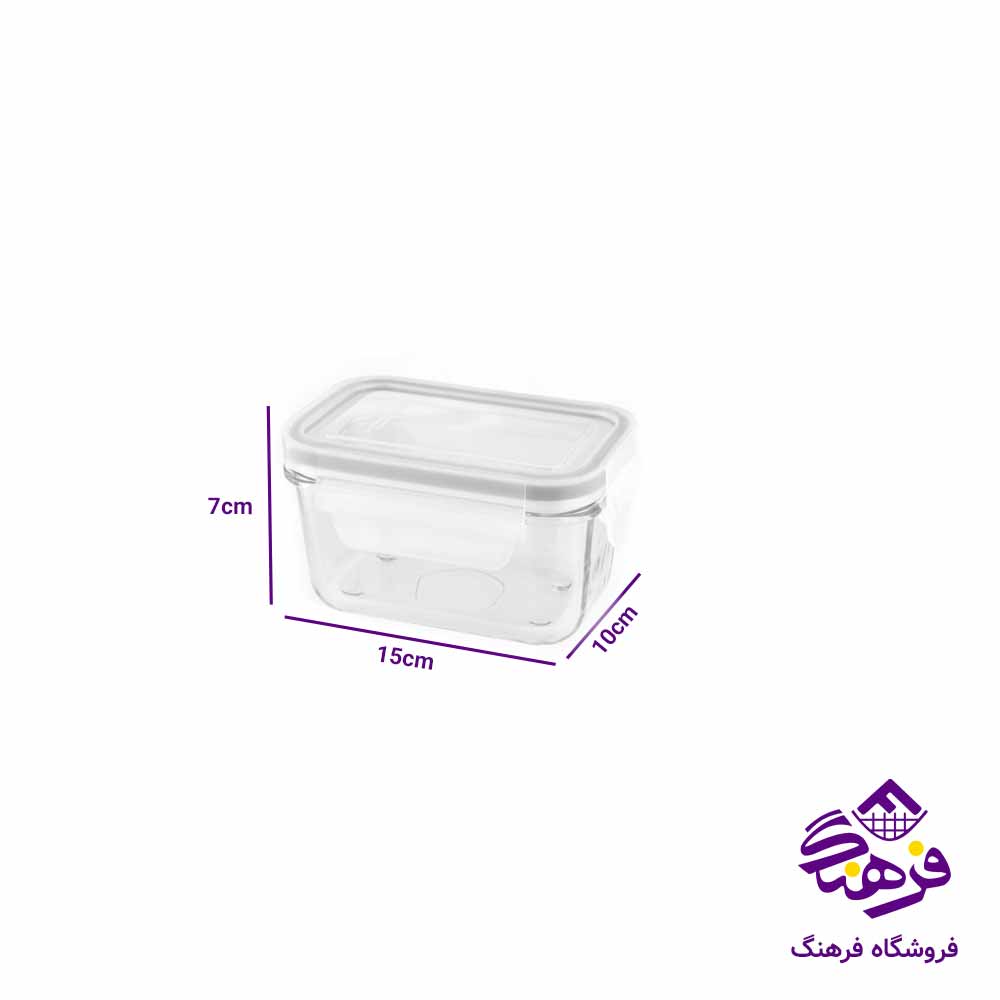 ظرف شیشه ای لیمون مدل مستطیل 400 میلی لیتر