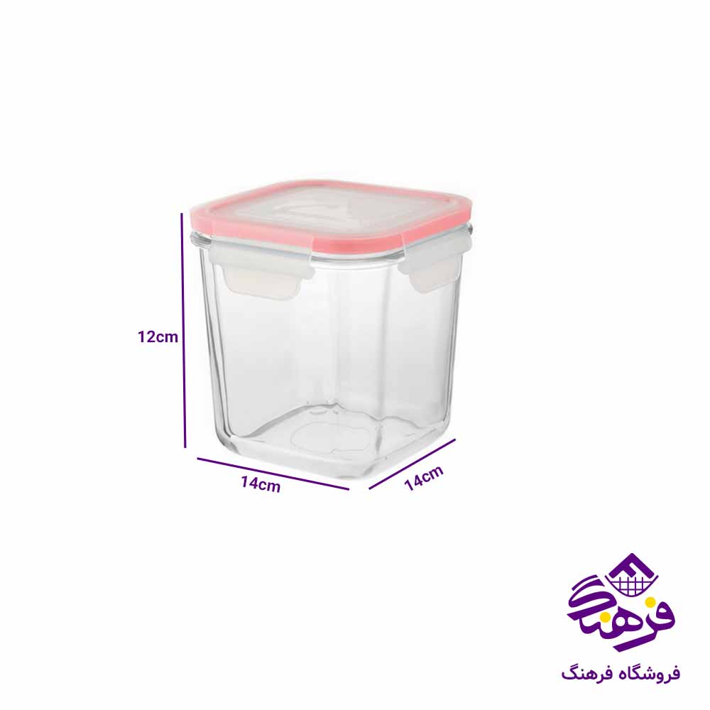 ظرف شیشه ای لیمون مدل مربع 860 میلی لیتر