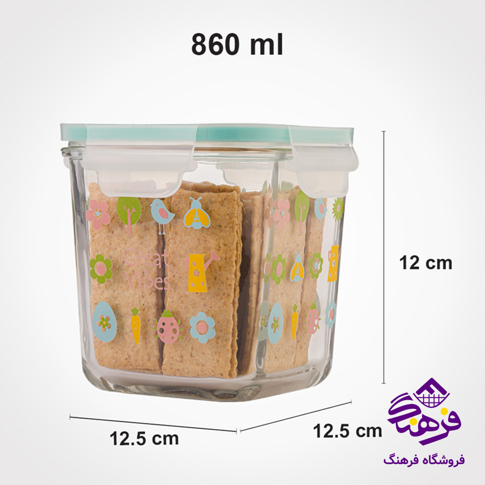 ظرف شیشه ای لیمون 860مربع چاپدار