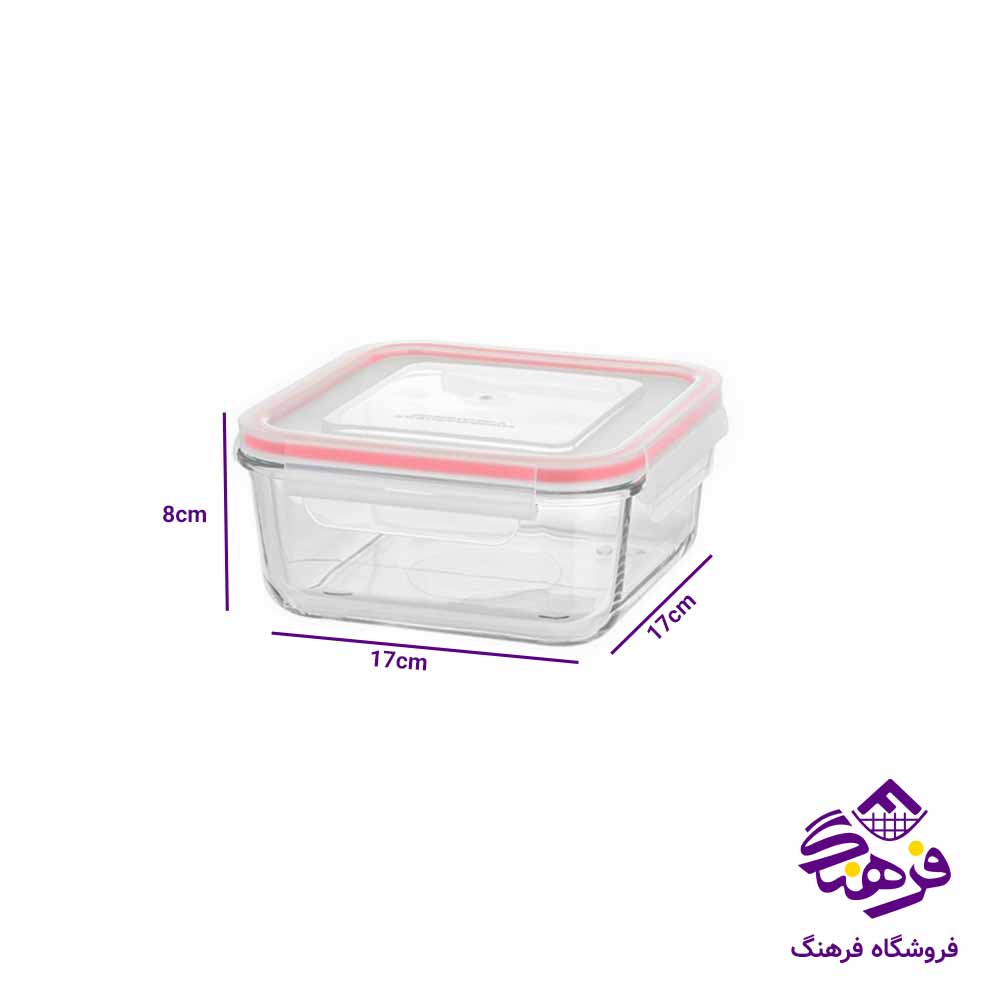 ظرف شیشه ای لیمون مدل مربع 950 میلی لیتر