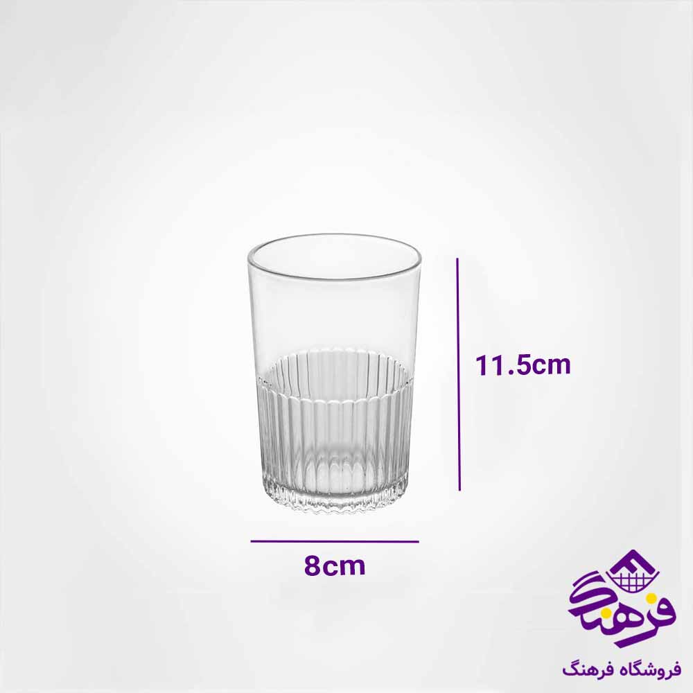 لیوان شیشه ای شیاردار لیمون مدل 350 سی سی (6 عددی)