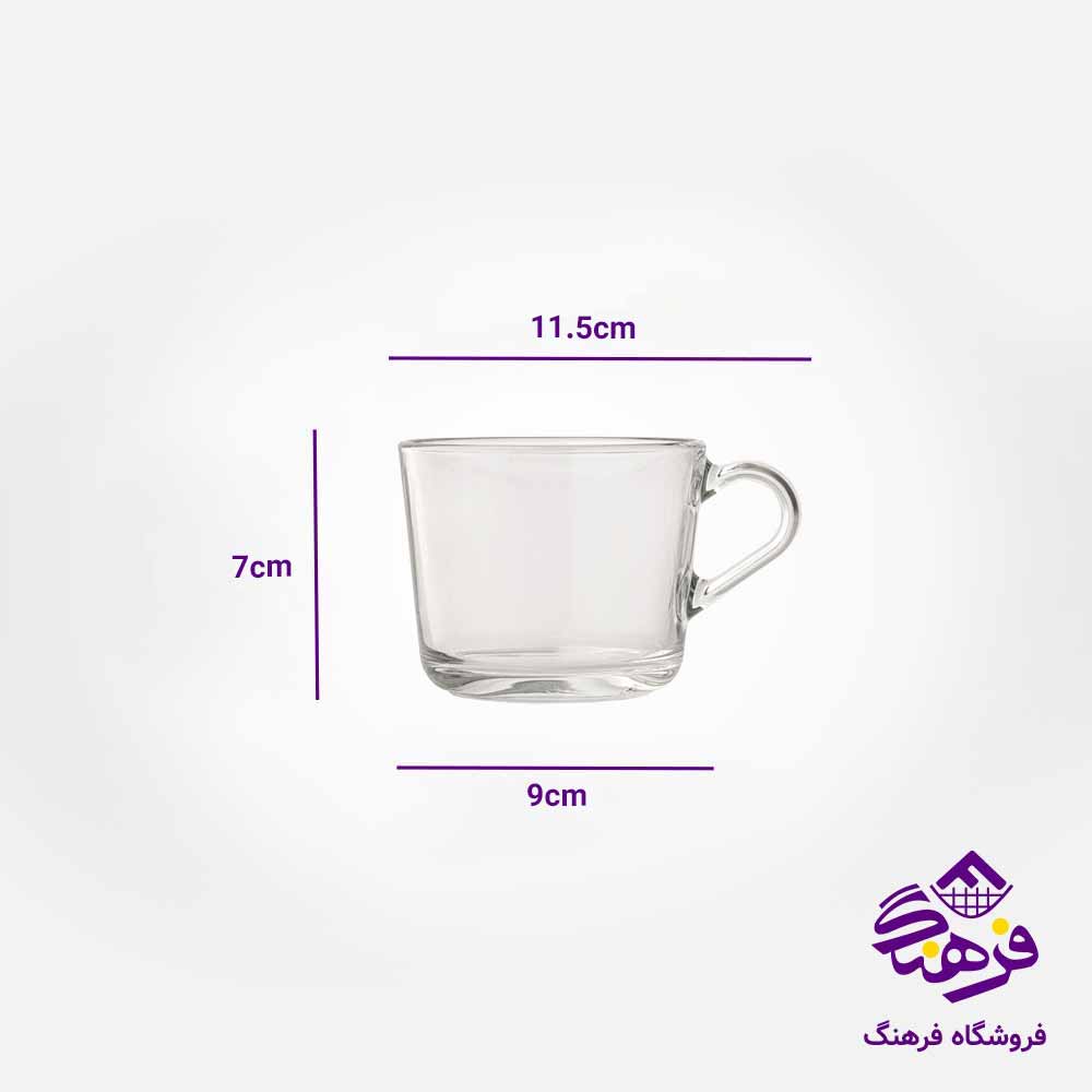 فنجان شیشه ای دسته دار لیمون 285 سی سی