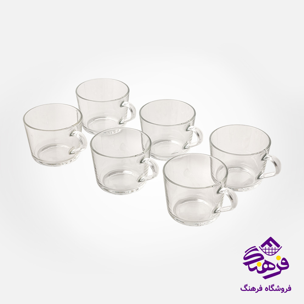 فنجان لیمون شیشه ای دسته دار (6عددی)