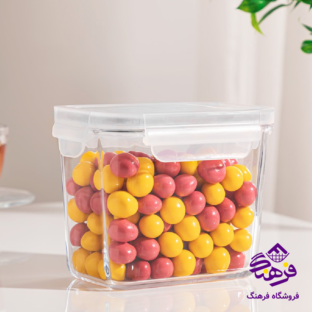 ظرف شیشه ای لیمون 920مستطیل دربدار