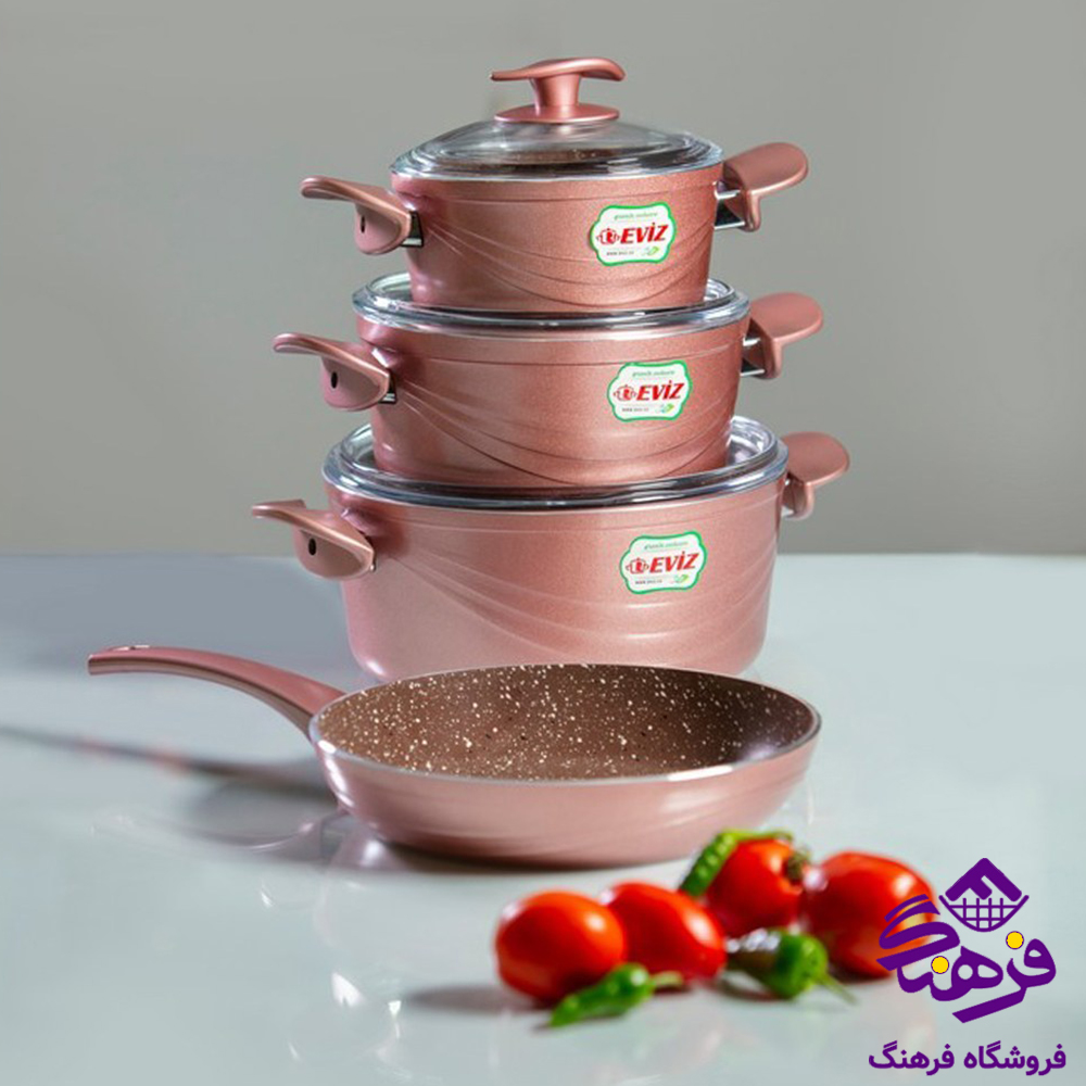 سرويس قابلمه پويان 7پارچه سووينگ Eviz رزگلد