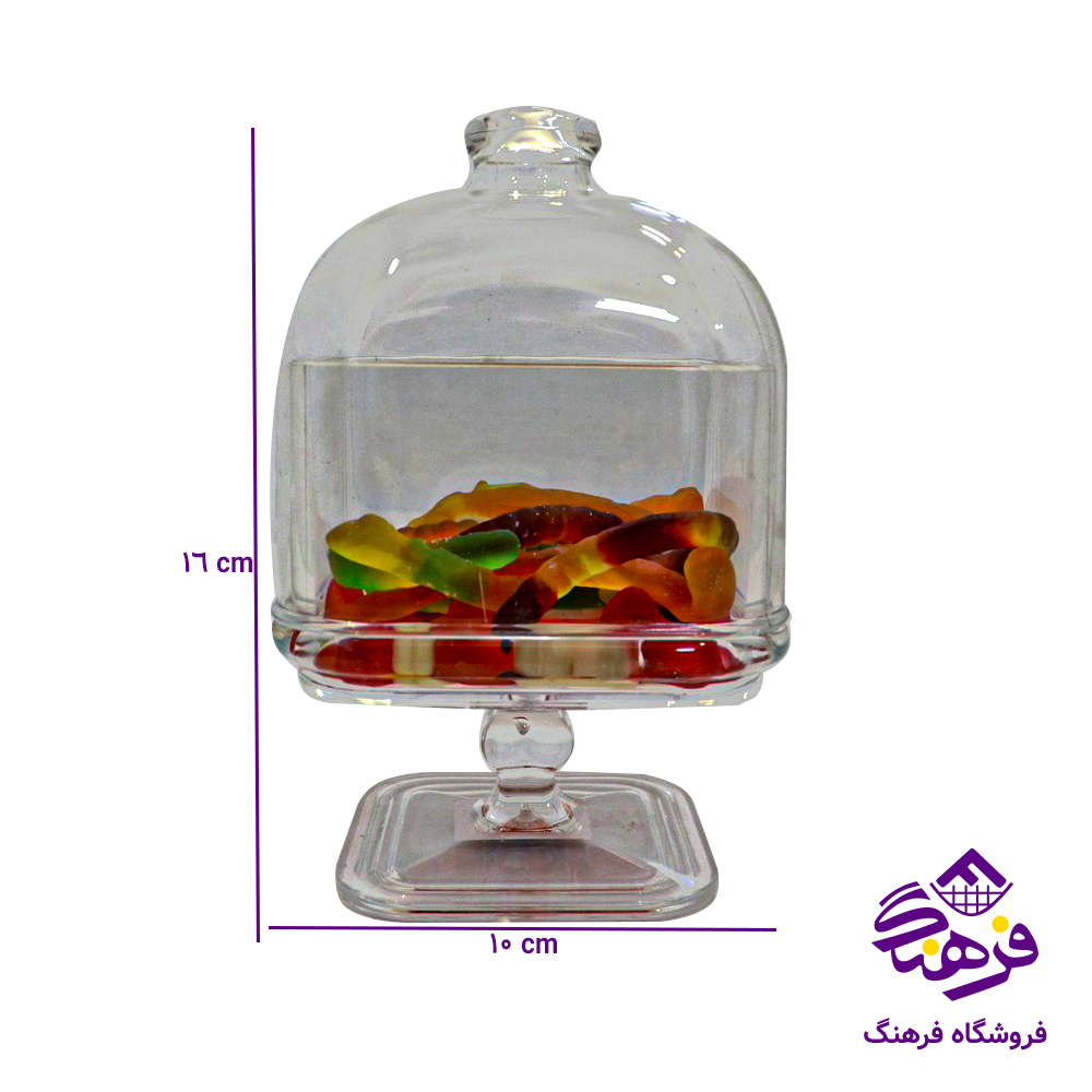 ظرف عسل اکرولیک مربع بزرگ پایه دار (40دک)