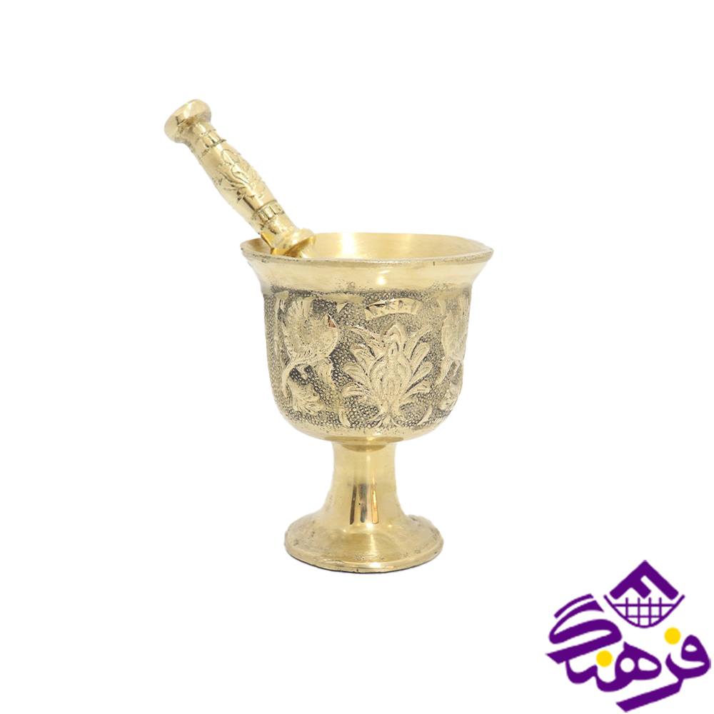 هاون فیروزه برنجی پایه دار