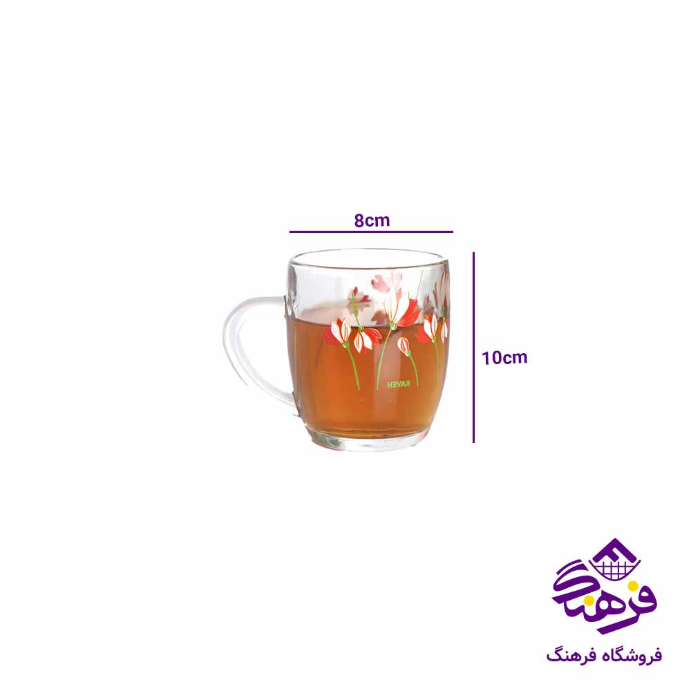 لیوان دسته دار بلورکاوه مدل اتن چاپی (36 عددی)