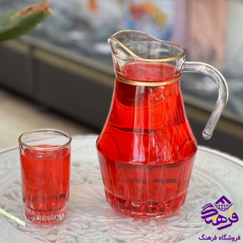 پارچ و لیوان مرجان اصفهان لب طلا