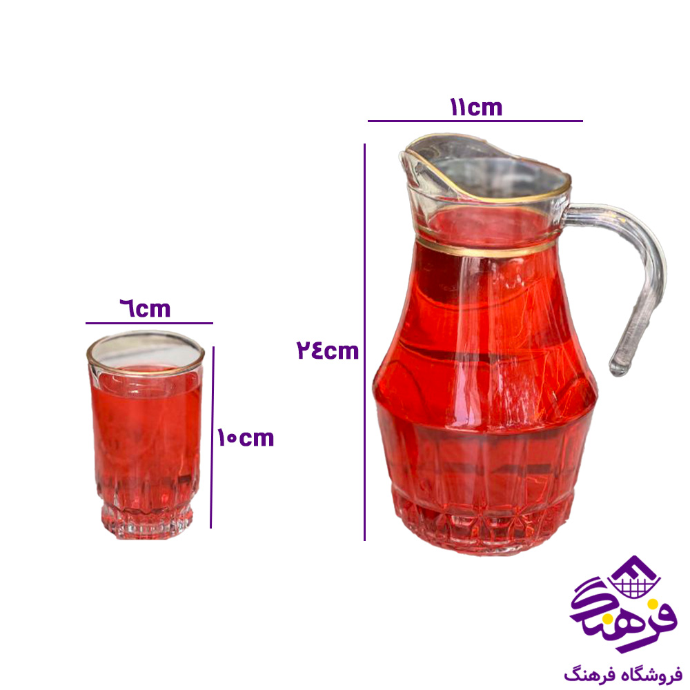 پارچ و لیوان مرجان اصفهان لب طلا