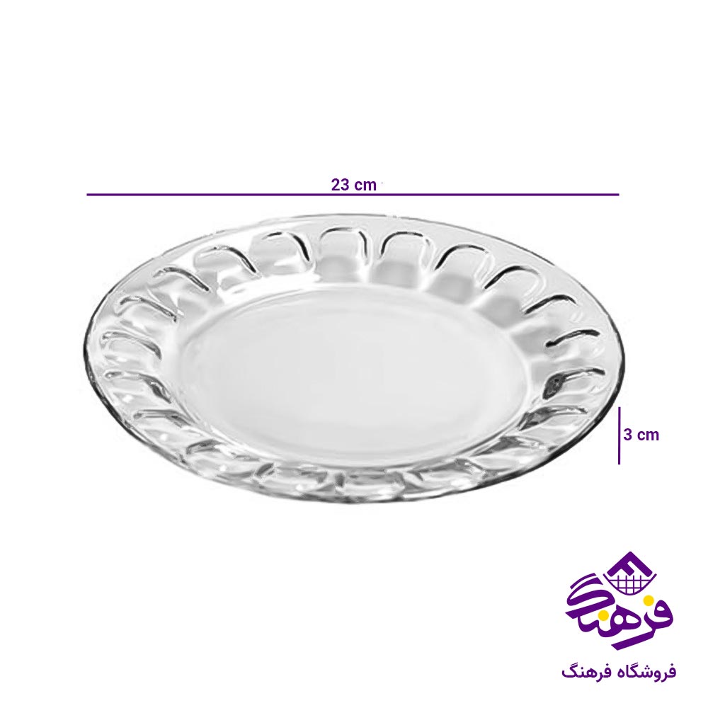 بشقاب برنج خوری بلور کاوه مدل مروارید (6 عددی)