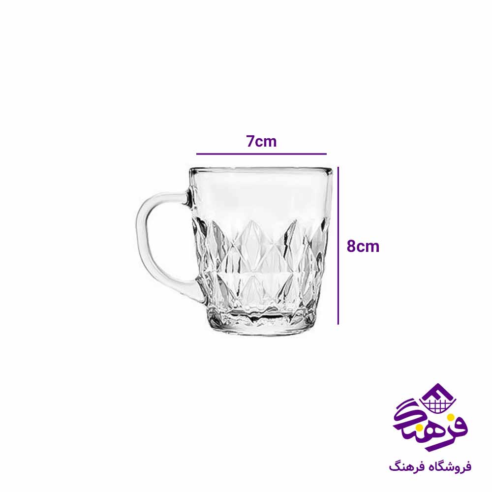 لیوان طرح لویی دسته دار بلور کاوه (6عددی)