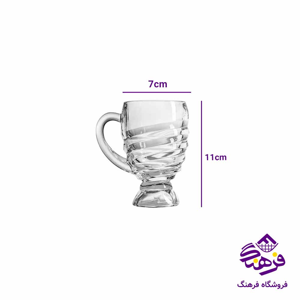نیم لیوان دسته دار بلورکاوه مدل الیزا (6عددی) 