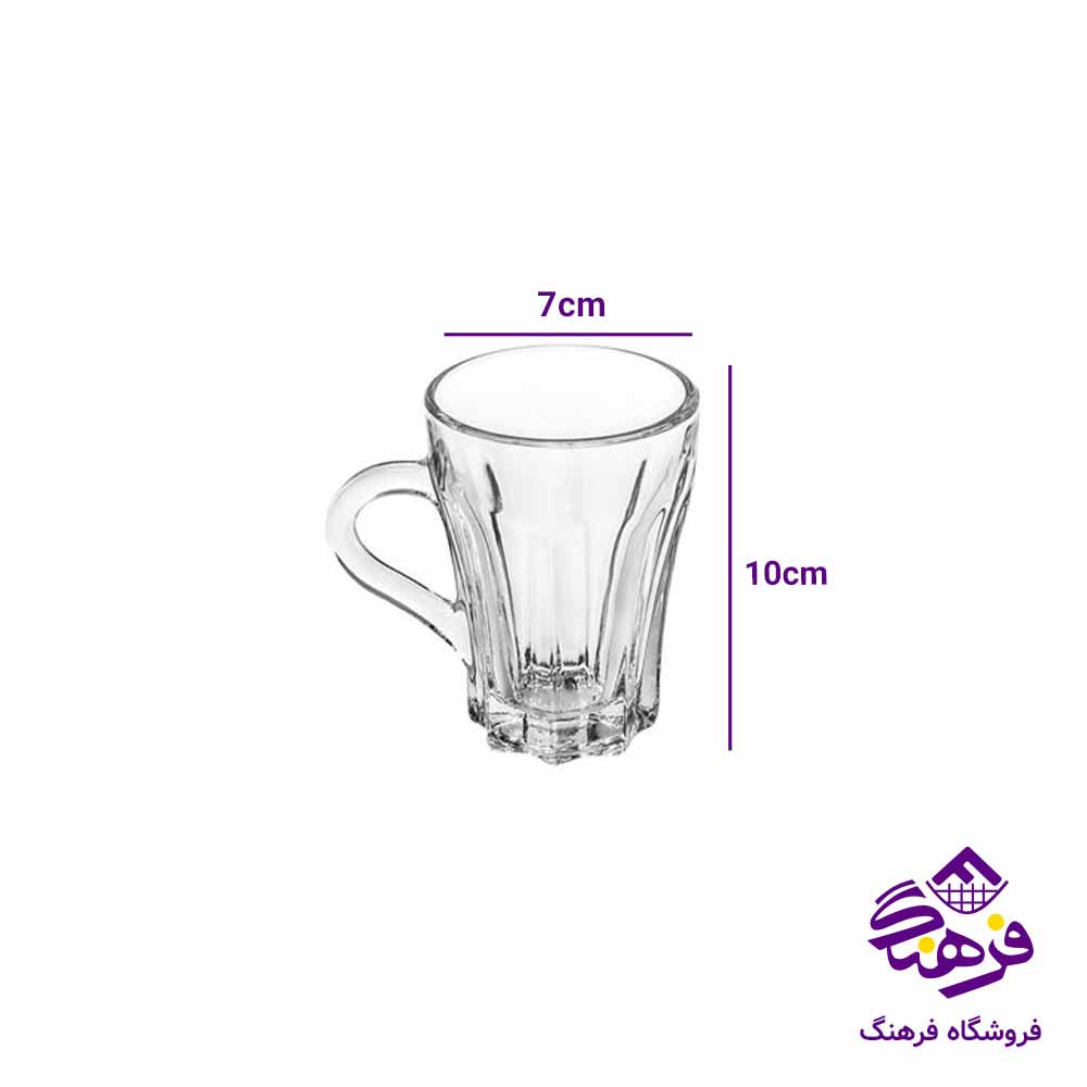 نیم لیوان دسته دار بلورکاوه مدل رولکس (6عددی)