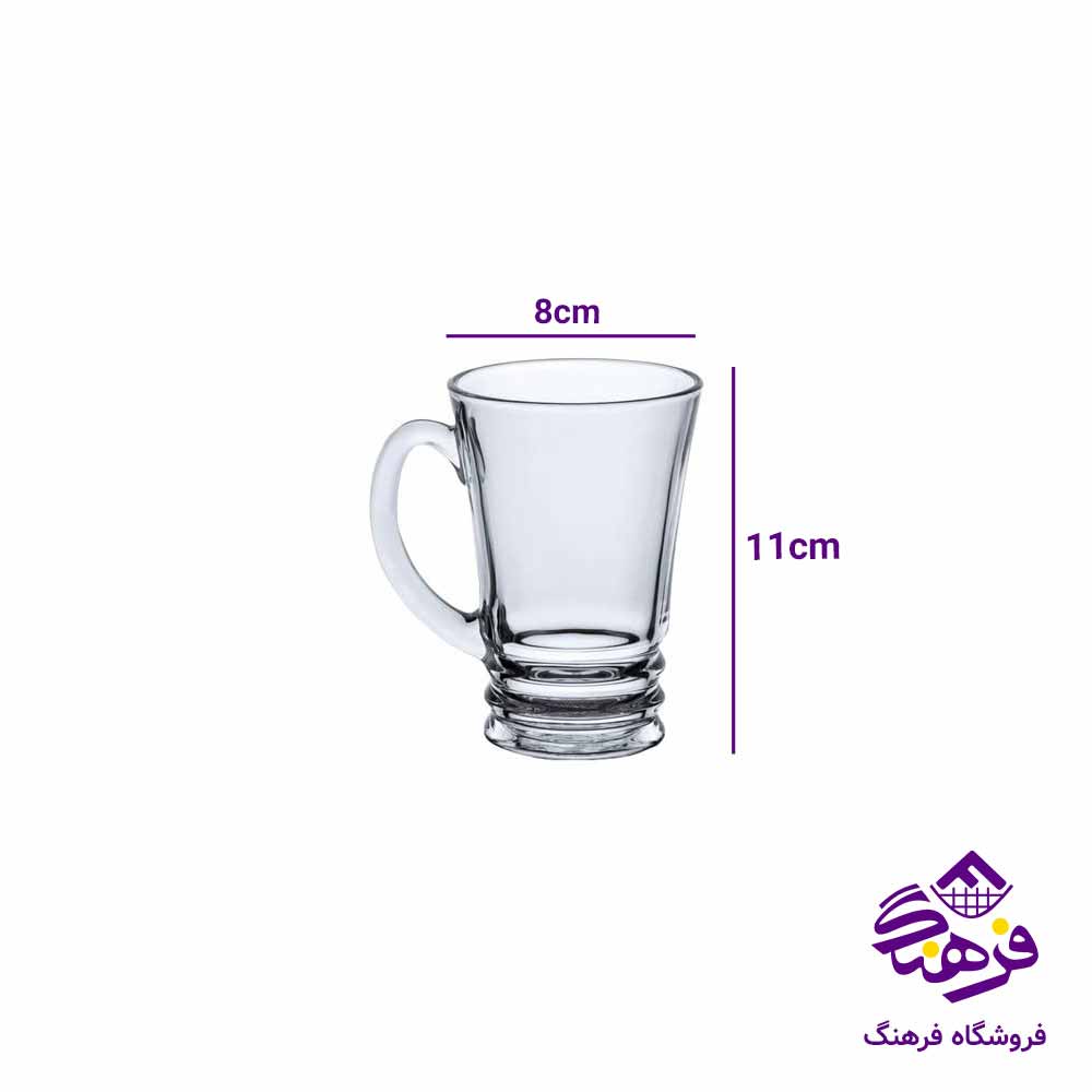  نیم لیوان دسته دار بلور کاوه مدل تورنتو (6عددی)