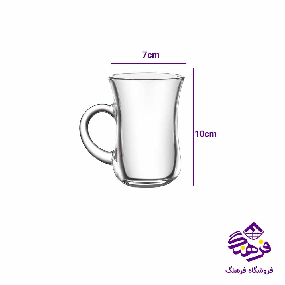  نیم لیوان دسته دار بلور کاوه مدل گلجام (6عددی)