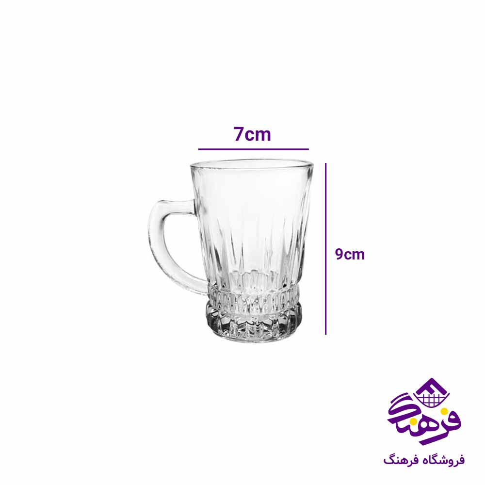 نیم لیوان دسته دار بلورکاوه مدل استون (6عددی)