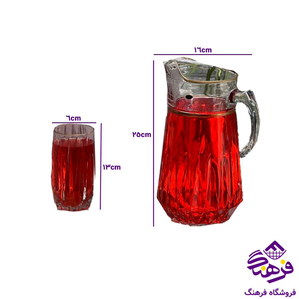 پارچ و لیوان مودنا نوری لب طلا