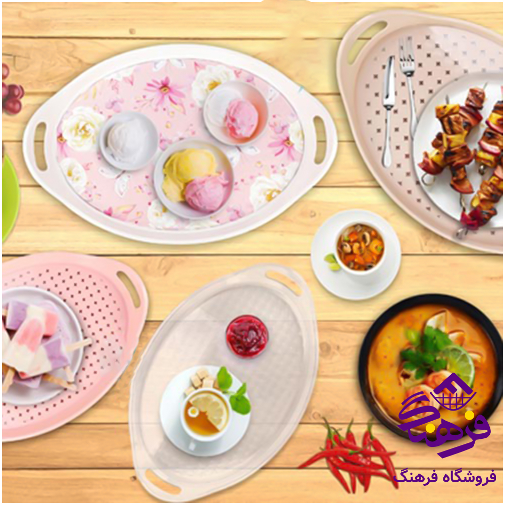 سینی هوم کت طرحدار بیضی کوچک