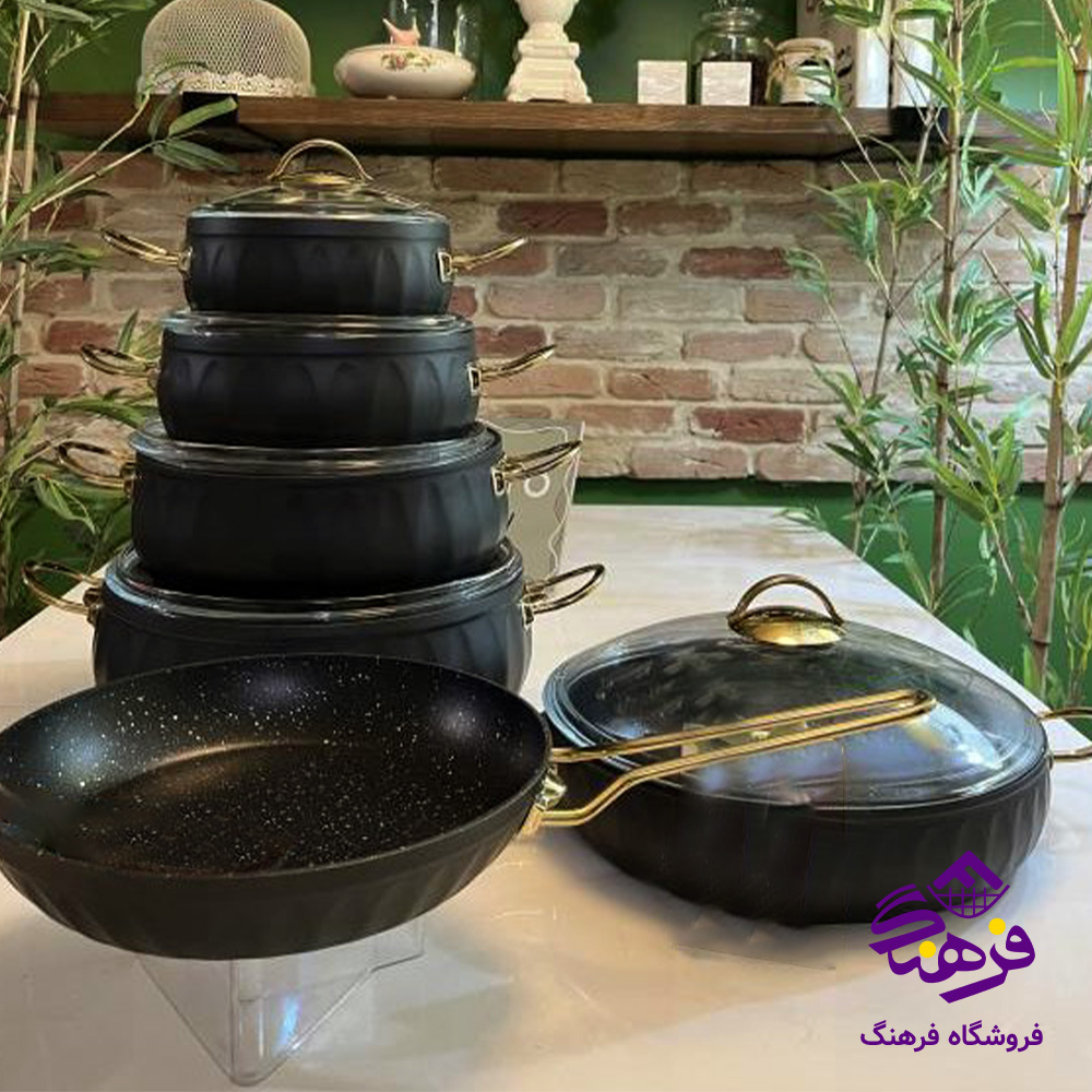 سرویس قابلمه پویان 11پارچه لورنز مشکی
