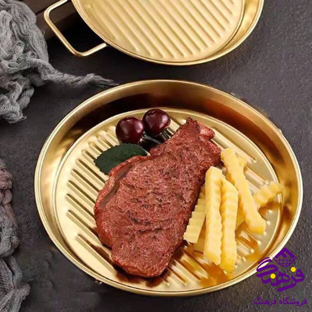 سینی سرو بیضی طلایی 38