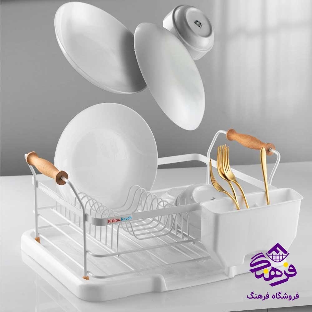 جاظرفی دسته چوبی پیشتاز کاوه مدل روما رنگ سفید 241