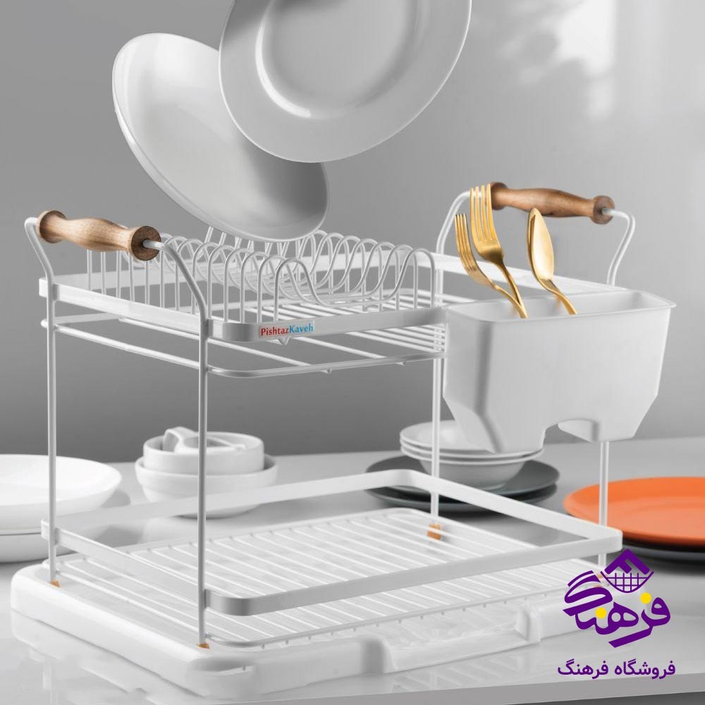 جاظرفی 2طبقه دسته چوبی پیشتاز کاوه مدل روما رنگ سفید 242