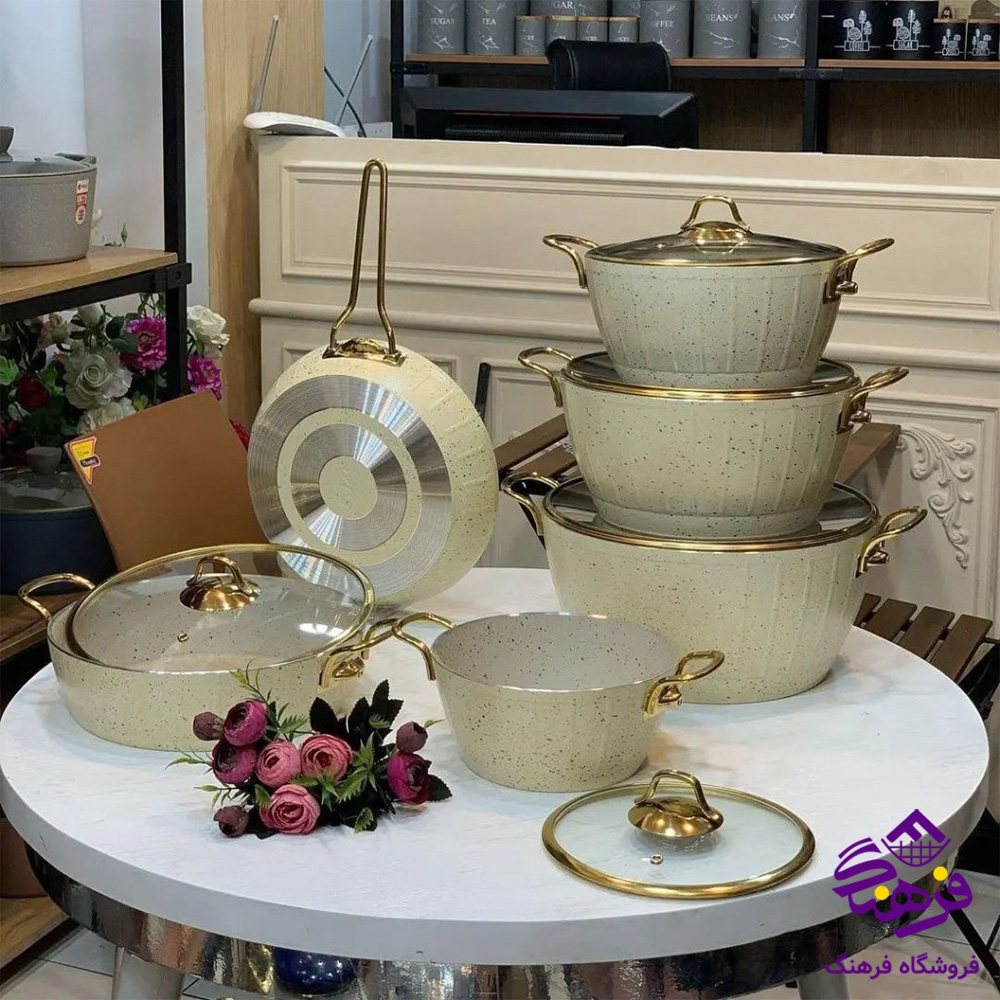 سرویس قابلمه 11پارچه ویولا Eviz Plus کرم پویان