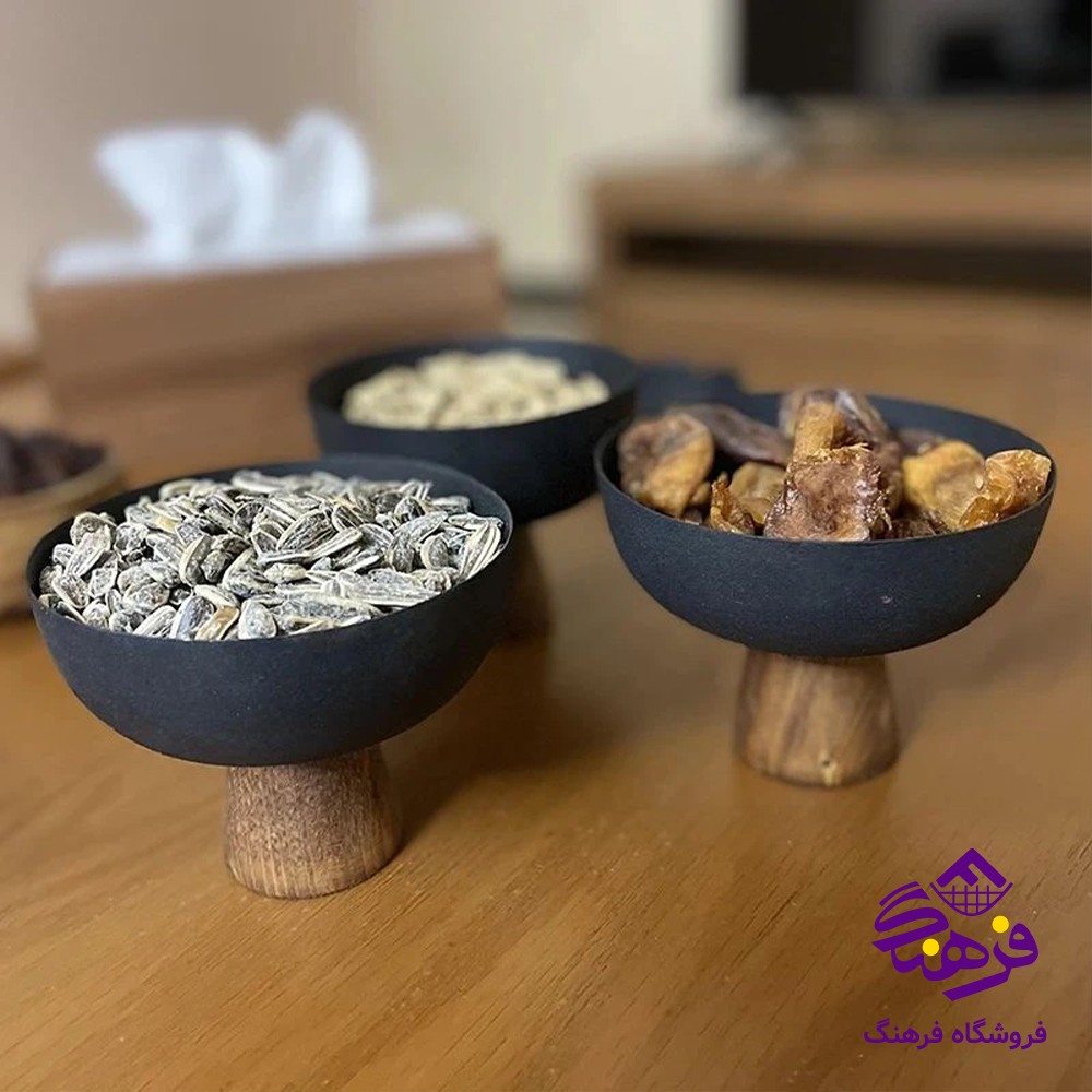 پياله رايکا پايه چوبي جفتي