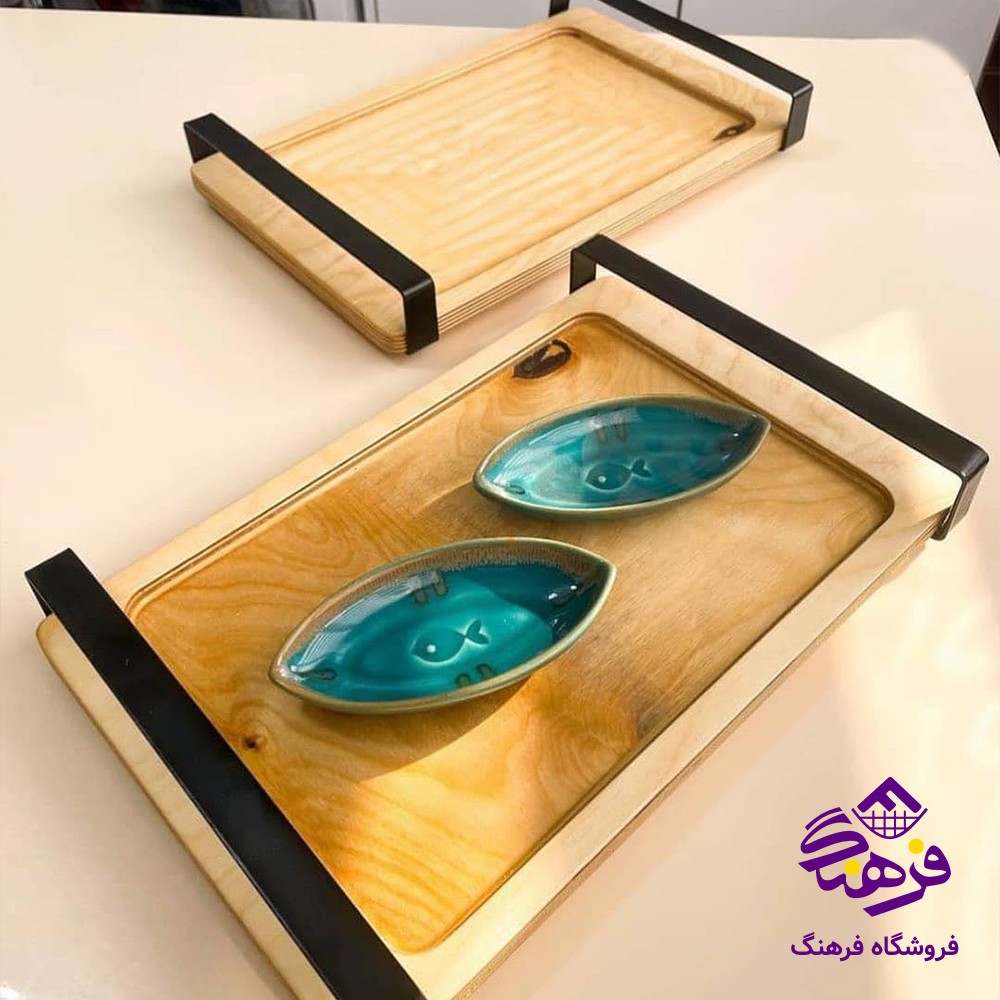 سيني رايکا چوبي طرح سنگ دسته فلزي کوچک