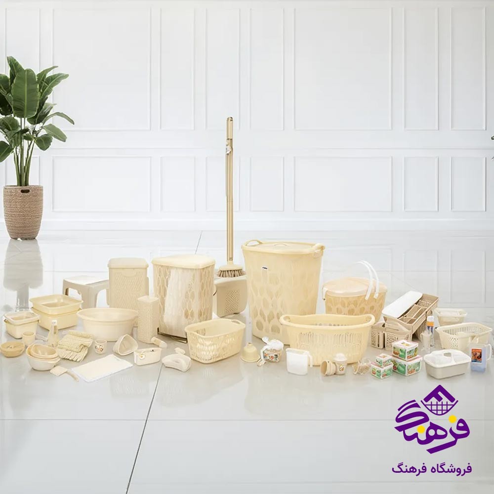 سرویس جهیزیه هومکت مدل فلورا 83 پارچه (کرم پلاس) 3440