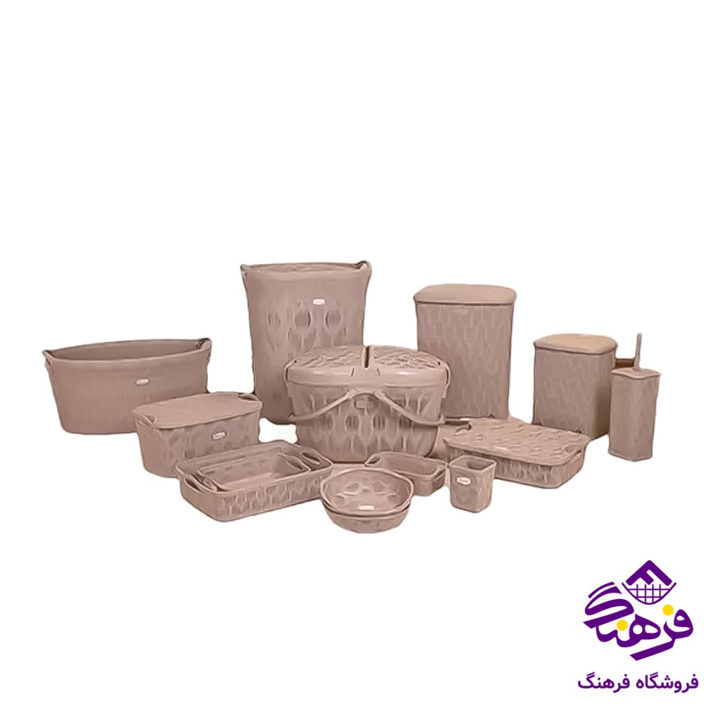 سرویس جهیزیه 70 پارچه هومکت طرح دنیس رنگ وانیلی