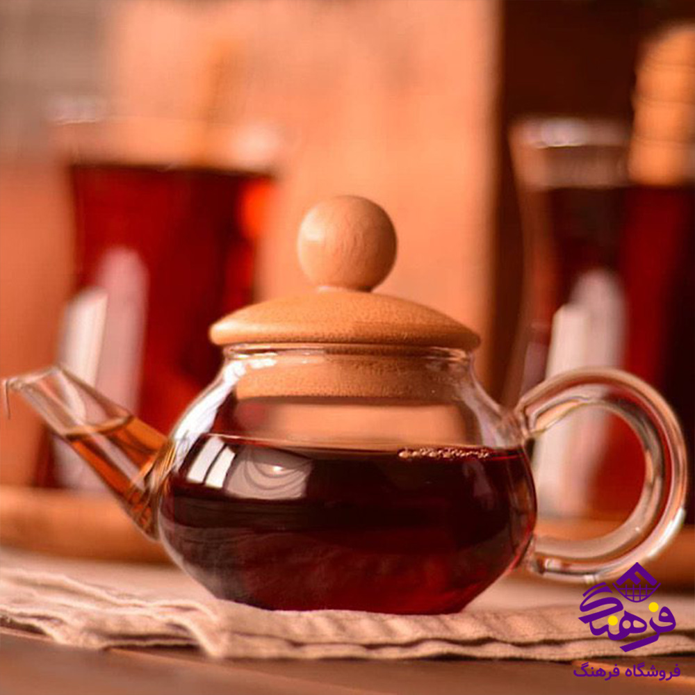 قوري زعفران گلدار . بامبو