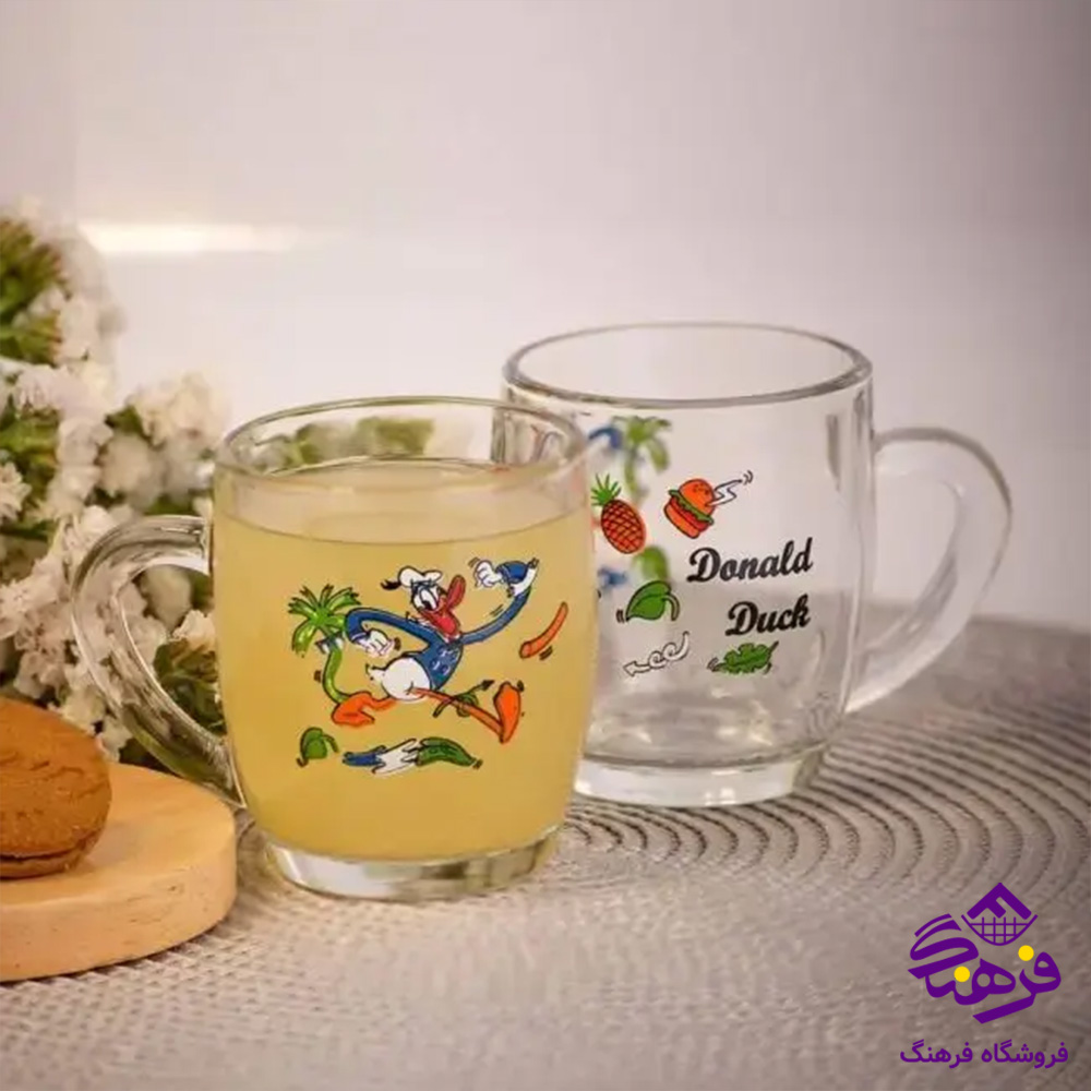 نیم لیوان دسته دار چاپی بلور کاوه مدل اتن (6عددی)