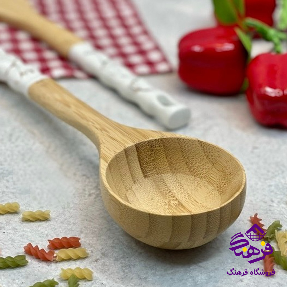 ملاقه چوبي دسته سراميک