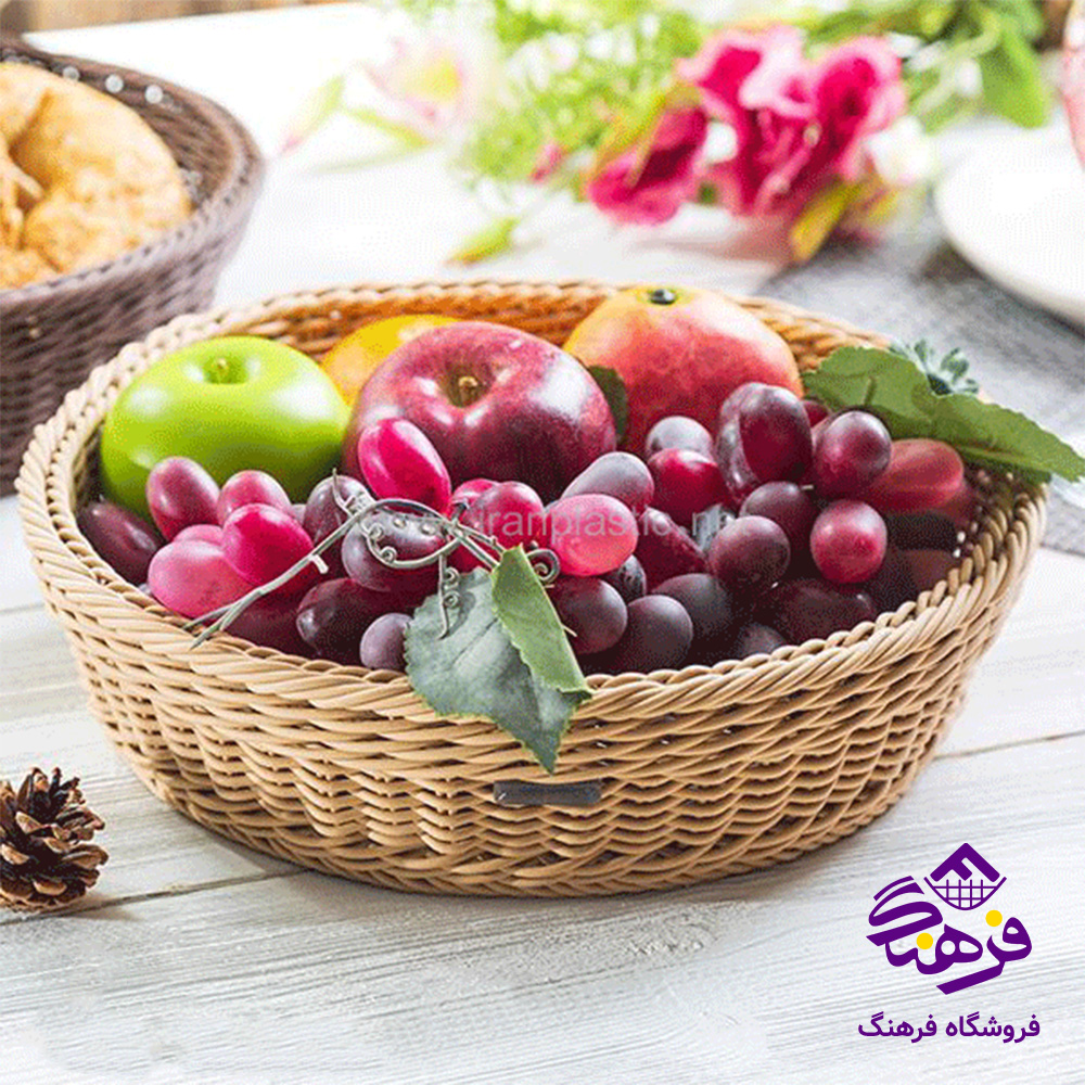 سبد بافت مستطیل طرح نرگس زیبا
