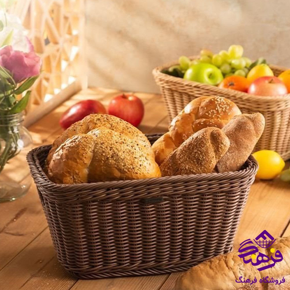 سبد بافت مستطیل طرح نرگس زیبا