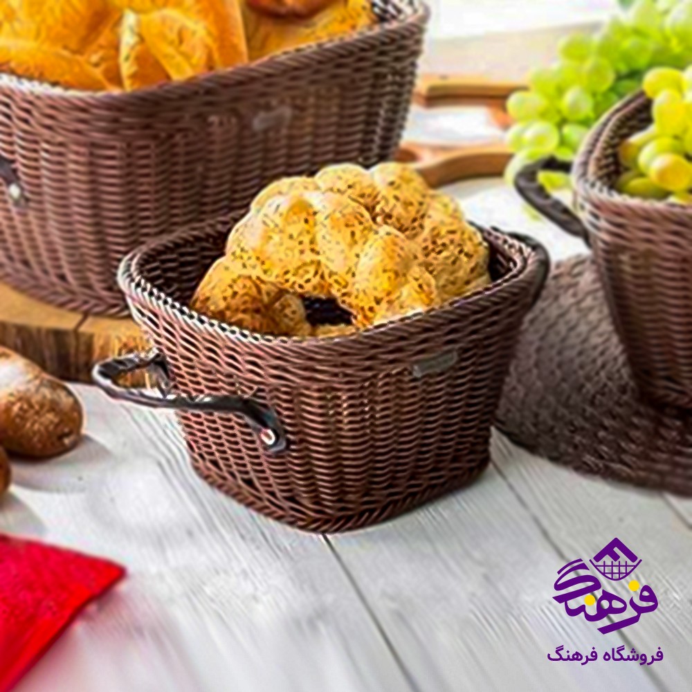 سبد بافت مستطیل طرح نرگس زیبا
