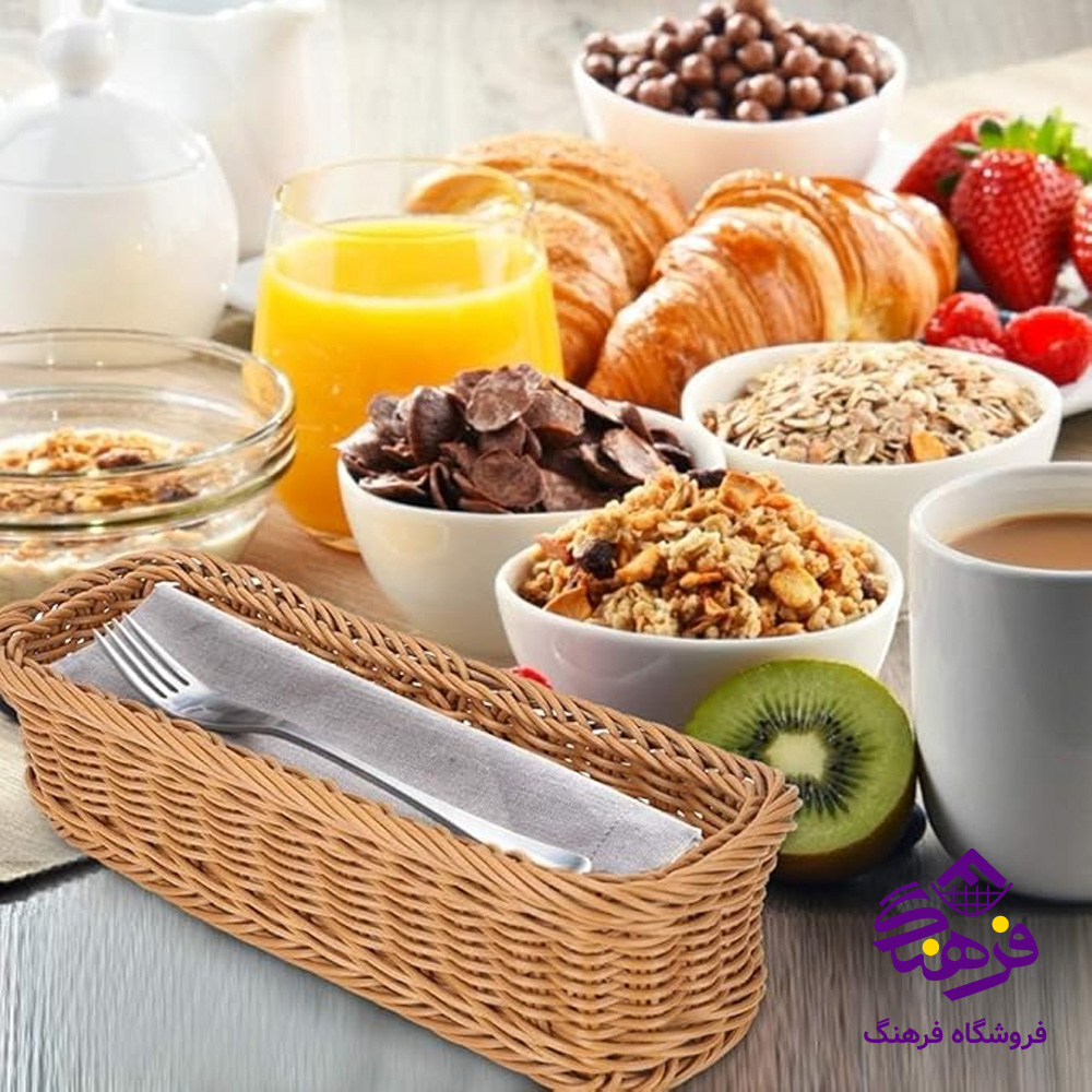سبد بافت مستطیل طرح نرگس زیبا