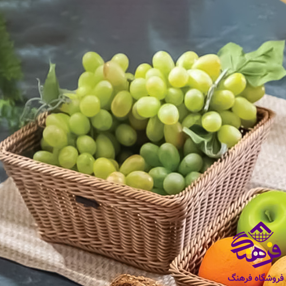 سبد بافت مستطیل طرح نرگس زیبا